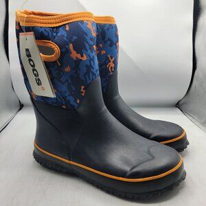 Bogs Grasp New Camo Kids 6 Black Blue Orange Rain Boots Waterproof Outdoors